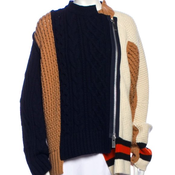 Sacai | Sweaters | Sacai Zip Up Patch Knit Sweater Jacket | Poshmark